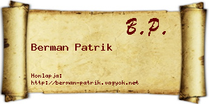 Berman Patrik névjegykártya